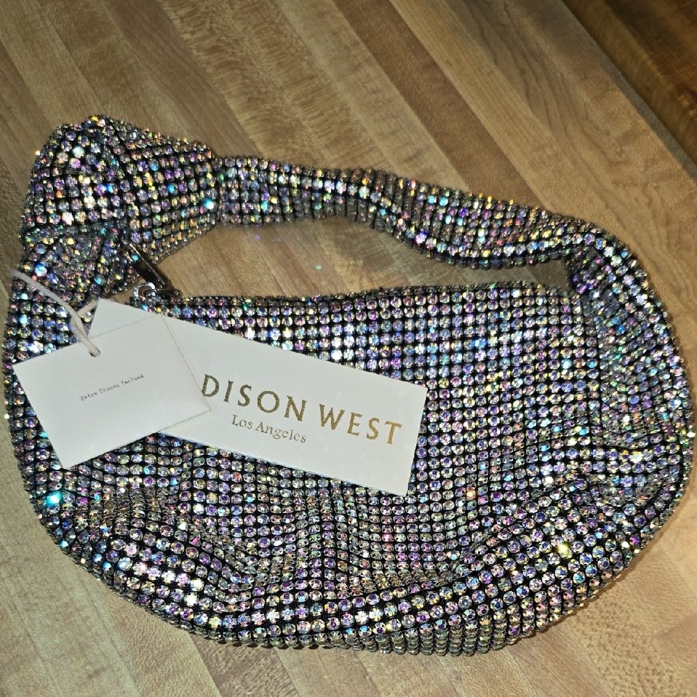Madison West Sparkling Chainmail Rhinestone Evening Handbag NWT - Picture 7 of 7